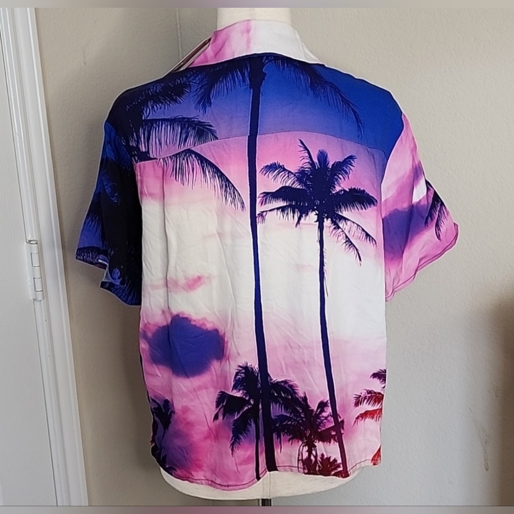 Adult Wild Fable Unisex Short Sleeve Sunset 🌴 Palm Beach Shirt - Picture 2 of 8